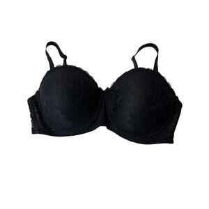 Body Glamour Bra SZ 38D Black Lace Underwire Full Coverage Back Closure T-shirt